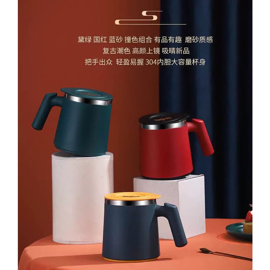 Copo de água isolado de aço inoxidável 304, com tampa, resistente a choques, caneca para trabalhador de escritório, casa