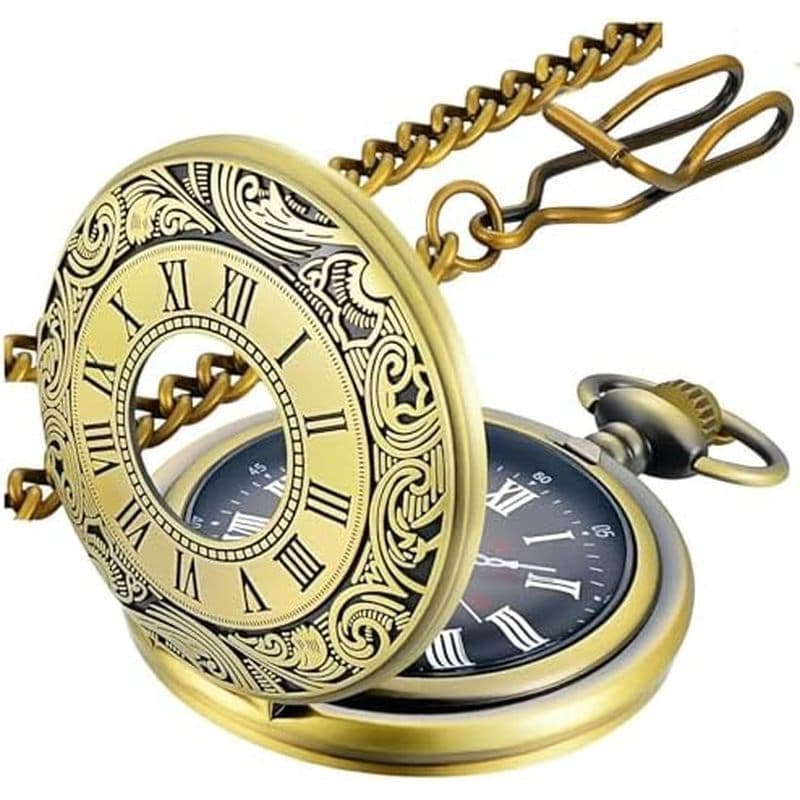 LYMFHCH Relógio De Bolso Vintage Com Escala De Algarismos Romanos , Relógios De Quartzo Corrente , Formatura De Natal ,