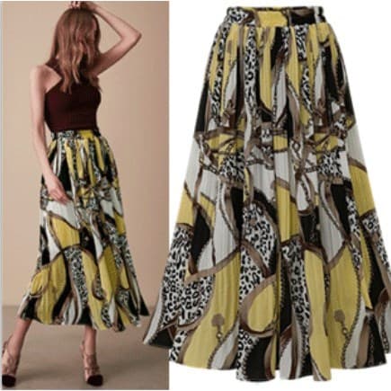 Europeu americano verão moda menina gorda comércio exterior novo estilo saia Chiffon dobrado saia de comprimento médio i