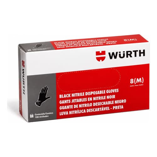 10 Luvas Nitrílicas Descartáveis 5 Pares Preta 8(m) Wurth
