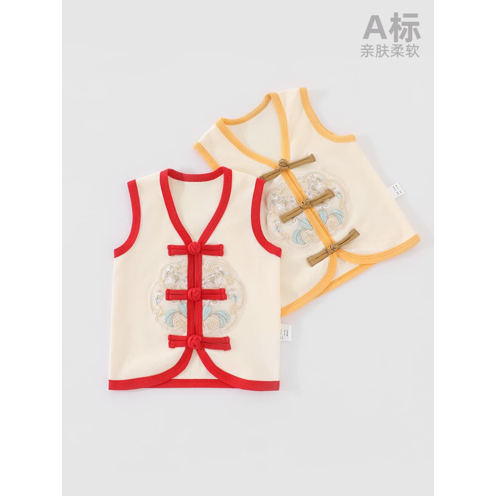 Bebê estilo chinês colete primavera outono puro algodão sem mangas colete recém-nascido das mulheres dos homens colete d