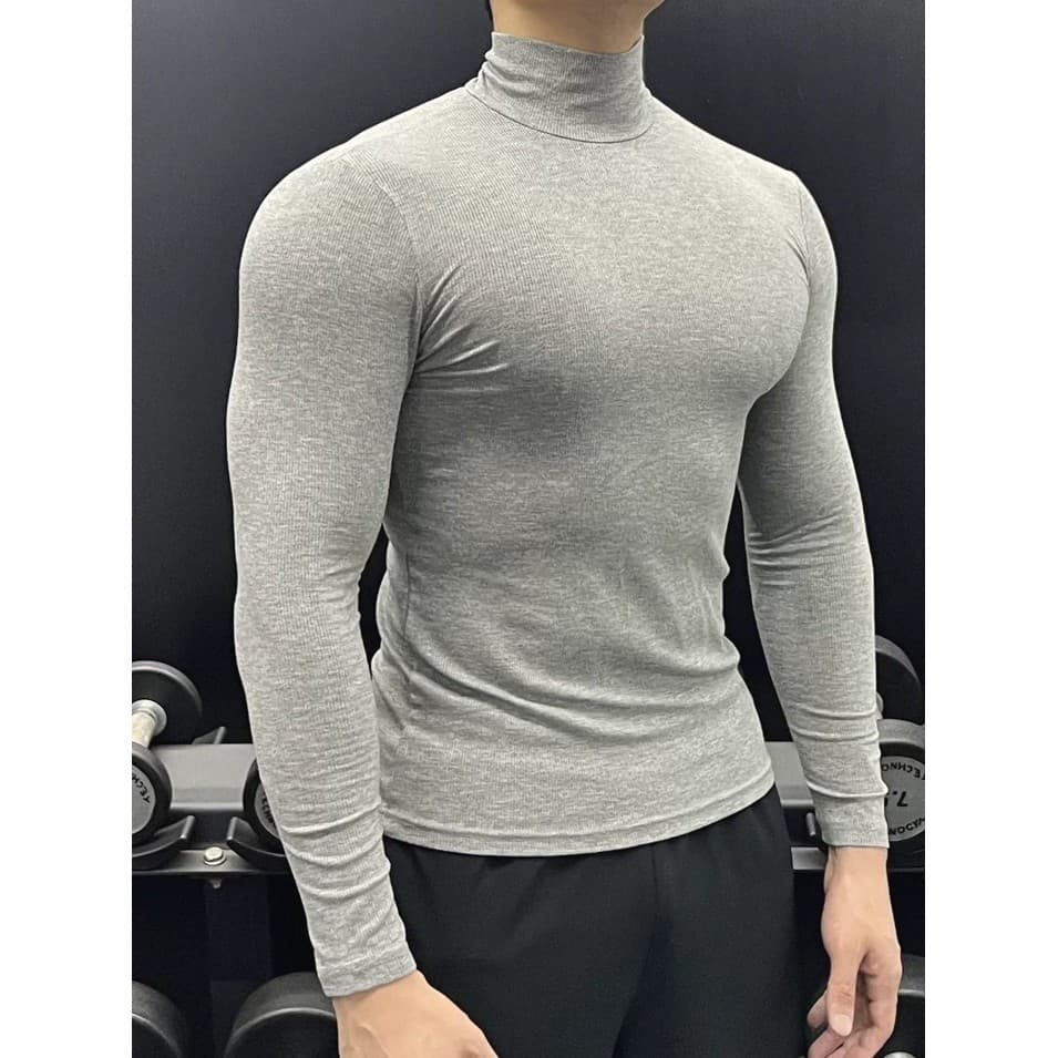Meia gola alta alemão veludo camiseta masculina textura rosqueada magro elástico de manga comprida fino veludo quente Fi