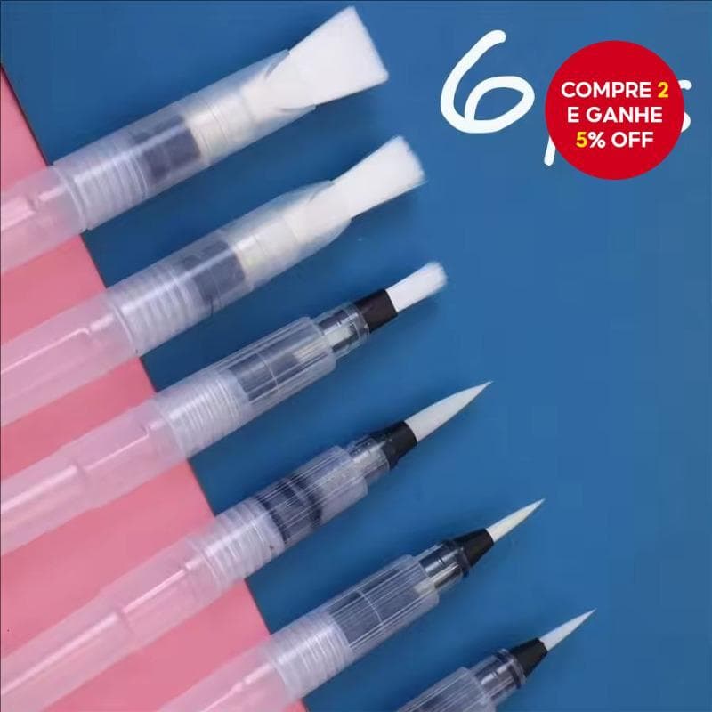 Conjunto De Canetas De Pincel Aquarela Recarregáveis , Água De Ponta De Nylon Macio De 6 Peças Para Pintura , Desenho E