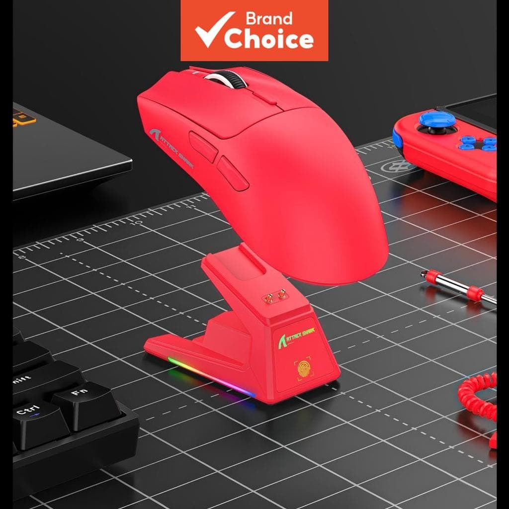 Mouse Gamer Sem Fio X1 SHARK 40000DPI com Base de Carregamento Magnético, Sensor PAW3395PRO, Conexão BT/2.4G/Com Fio,