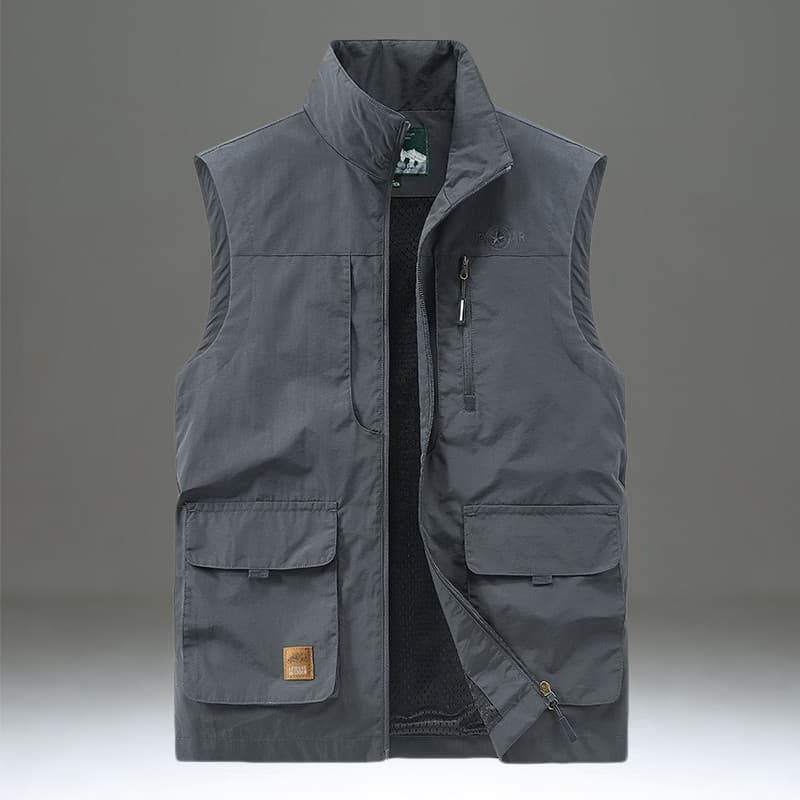 Colete ao ar livre masculino solto tamanho grande Casual Multi-bolso ferramentas colete primavera outono fino colete jaq