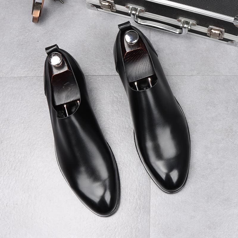 Sapatos De Couro De Camada Única Masculino Respirável Dedo Apontado Superfície Macia Sola Macia Sapatos Masculinos Casua