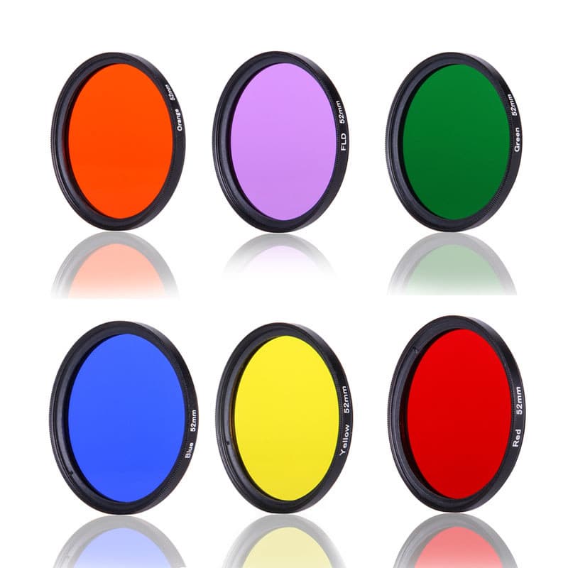Lente de câmera SLR com filtro redondo colorido, lente Micro única, lente colorida, vermelho, azul, roxo, laranja, amare
