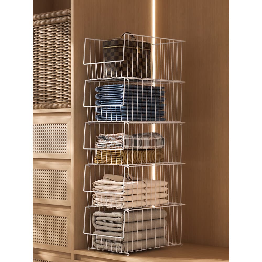 Cesta de tração para armazenamento de guarda-roupa, cesta de malha com divisória caseira, tipo gaveta, divisória interna