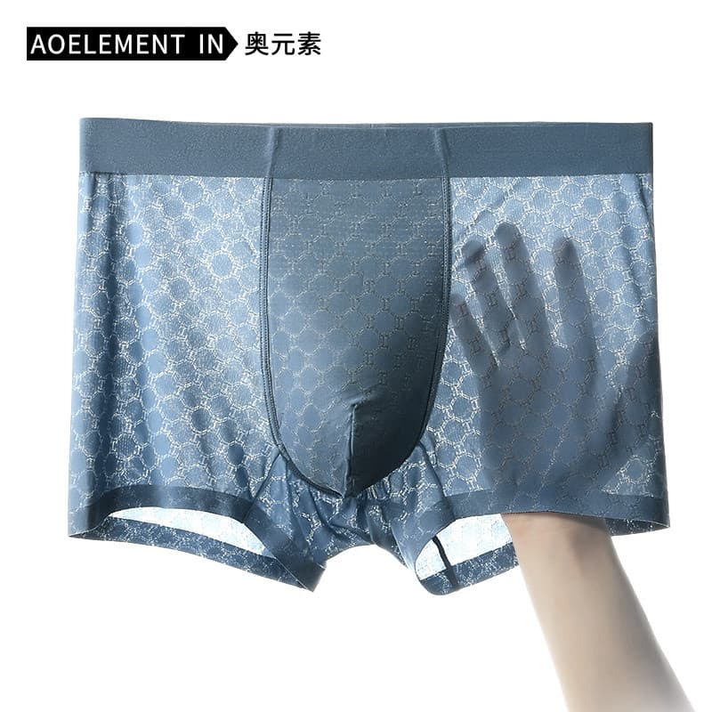 Cueca boxer masculina de seda gelo verão estilo fino respirável boxer sem costura boxer meninos Shorts fenda