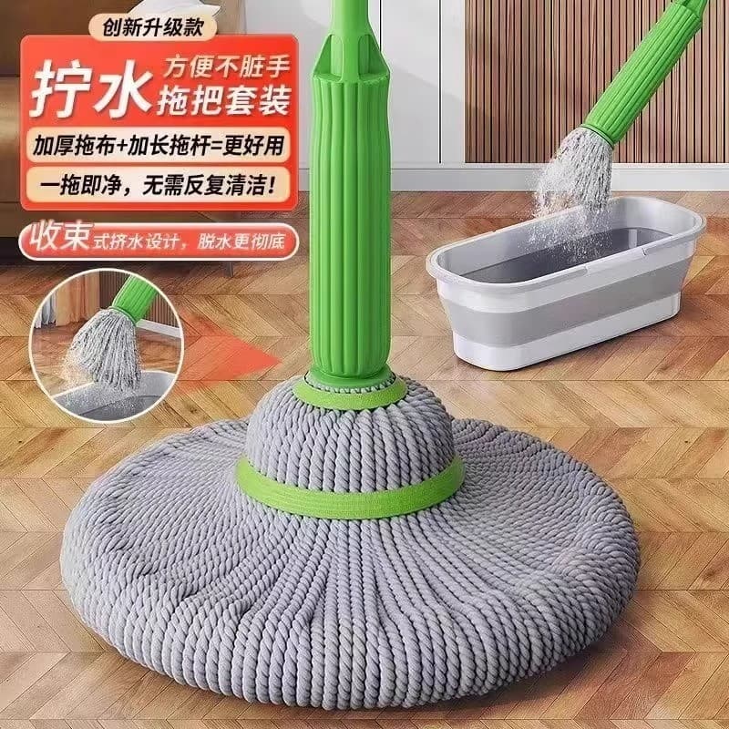 Esfregão de água com torção automática, fibra de bambu, doméstico, preguiçoso, tubo giratório, Super absorvente