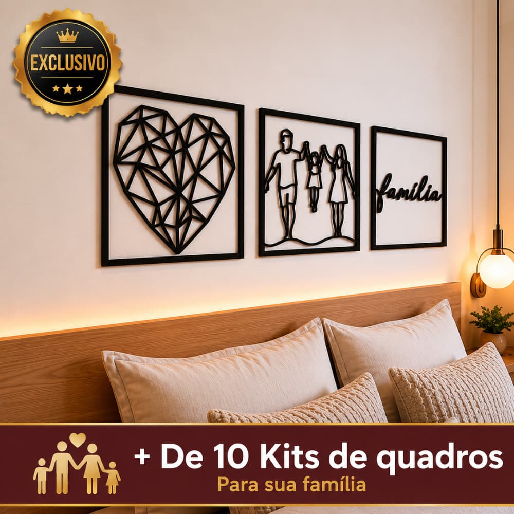 Kit Quadro Família Decorativo Vazado De Cabeceira Minimalista filhos Criança Variados