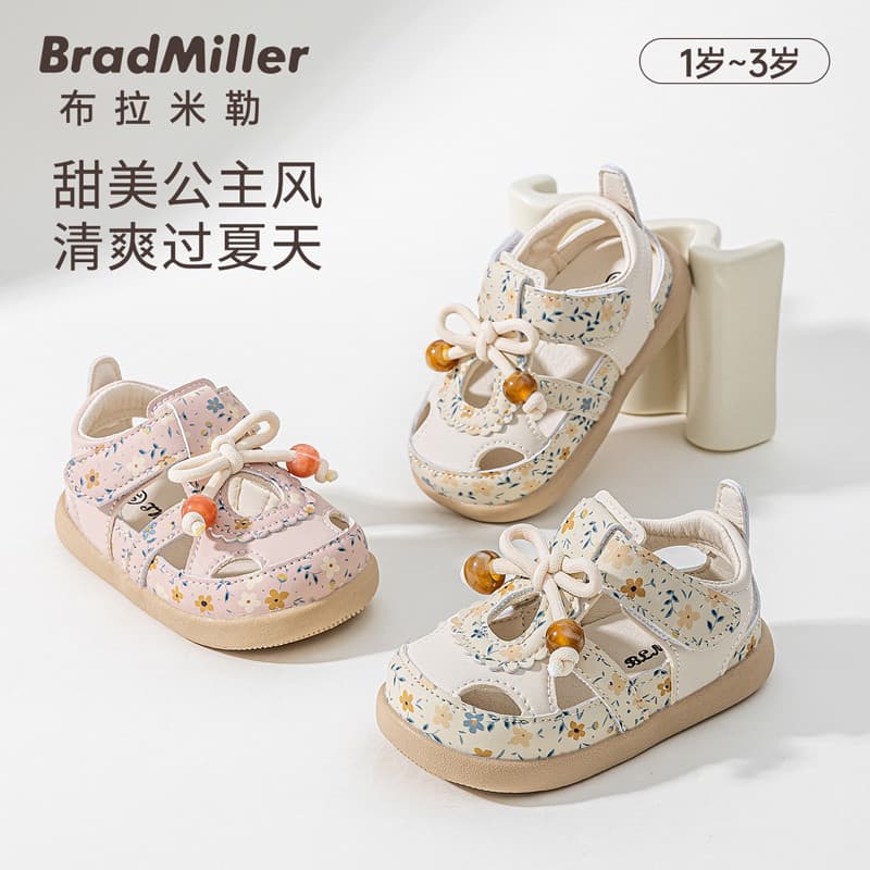 Pramile 2026 verão novo estilo bebê menina sola macia sapatos infantis meninas sandálias arco Floral sapatos de princesa