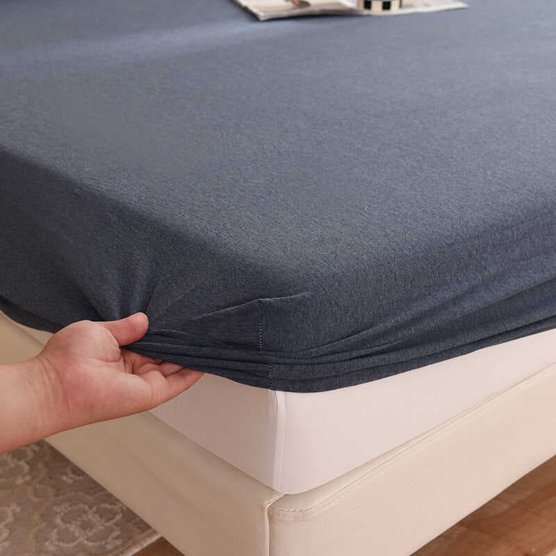 Simples cor sólida malha algodão folha de cama única algodão macio lençol colchão capa protetora colcha cama