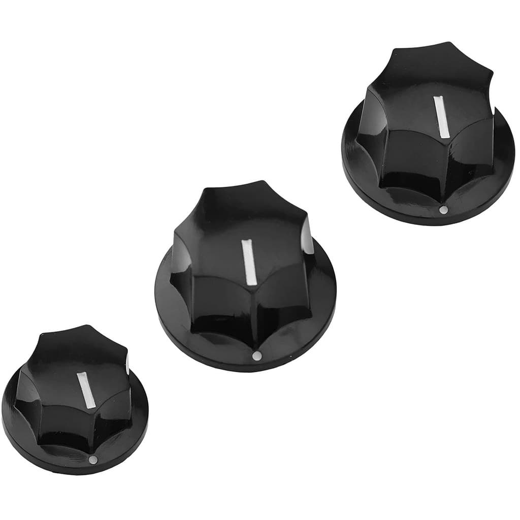 Kit 3 Knobs Para Contra Baixo Jazz Bass Tone E Volume Preto