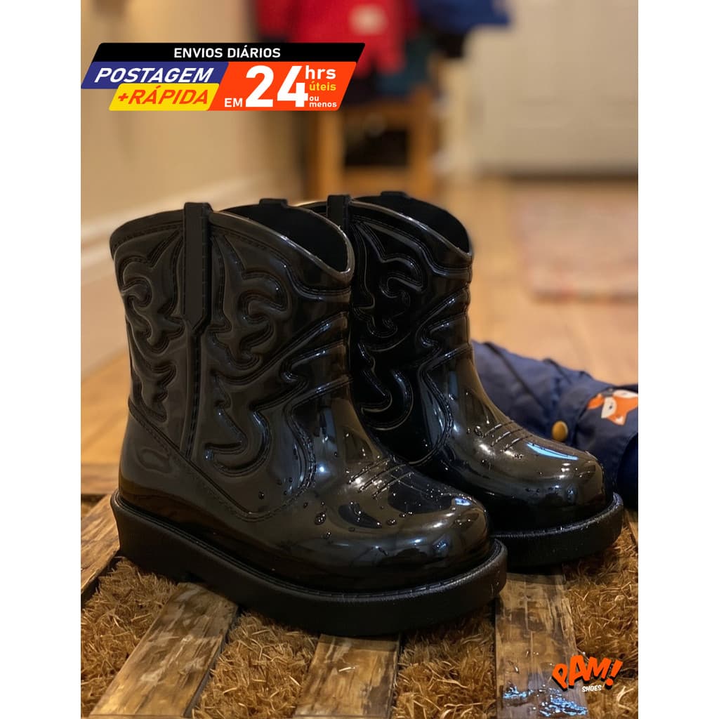 Bota Galocha Infantil Estilo Texana injetada impermeável Coturno Botinha