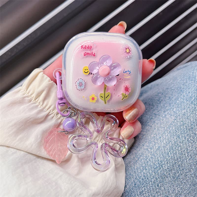 Capa protetora em formato de coração com borboleta, adequada para Samsung Galaxy Buds Live/Pro/2 FE Core, capa transpare