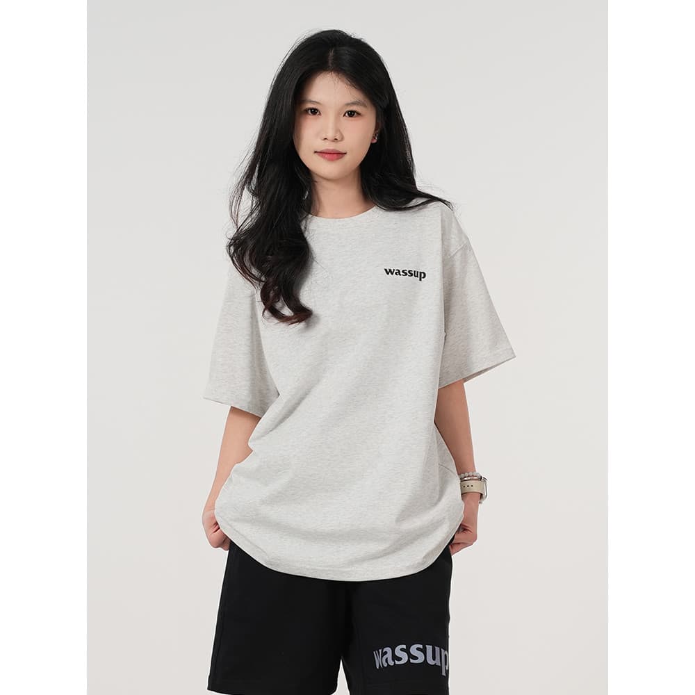 WASSUP Street Wear Carta logotipo Impresso Camiseta de Manga Curta Mulheres Verão Novo Estilo Esportes Casual All-Match