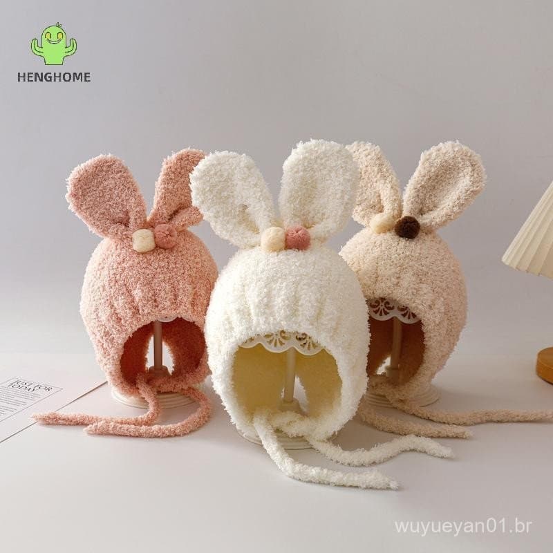 HENGHOME Gorro De Malha Com Orelhas De Coelho Fofas , Chapéus Para Bebês , Inverno , Meninas , Recém-Nascidos , Macio ,