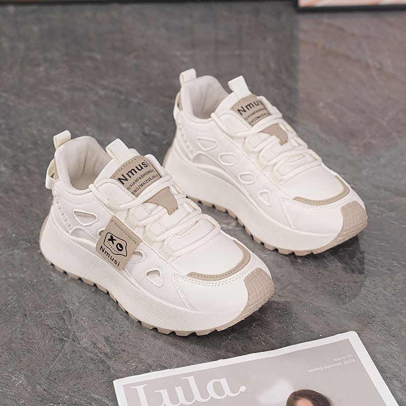 2025 outono sapatos femininos novo estilo respirável sapatos femininos All-Match versão coreana sola grossa altura aumen