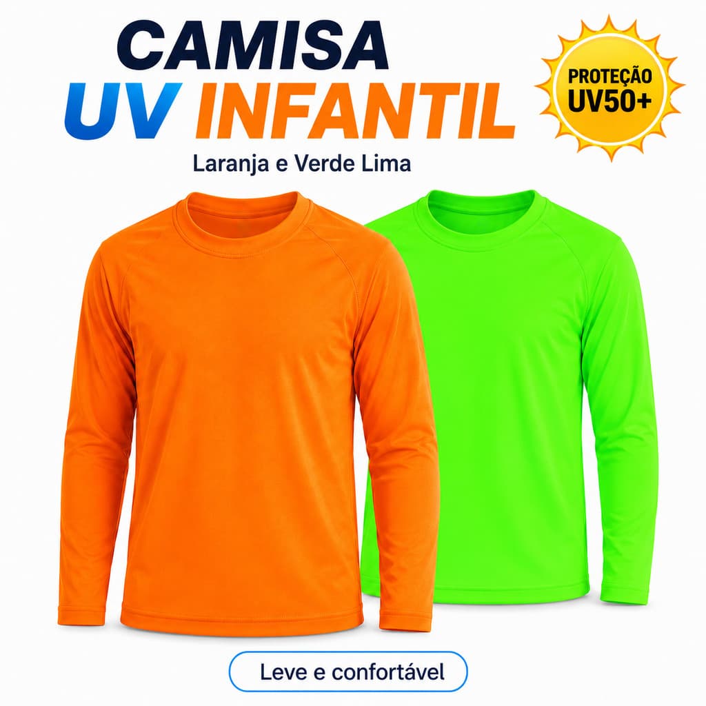Camisa Infantil De Proteção Solar UV 50 Florecente