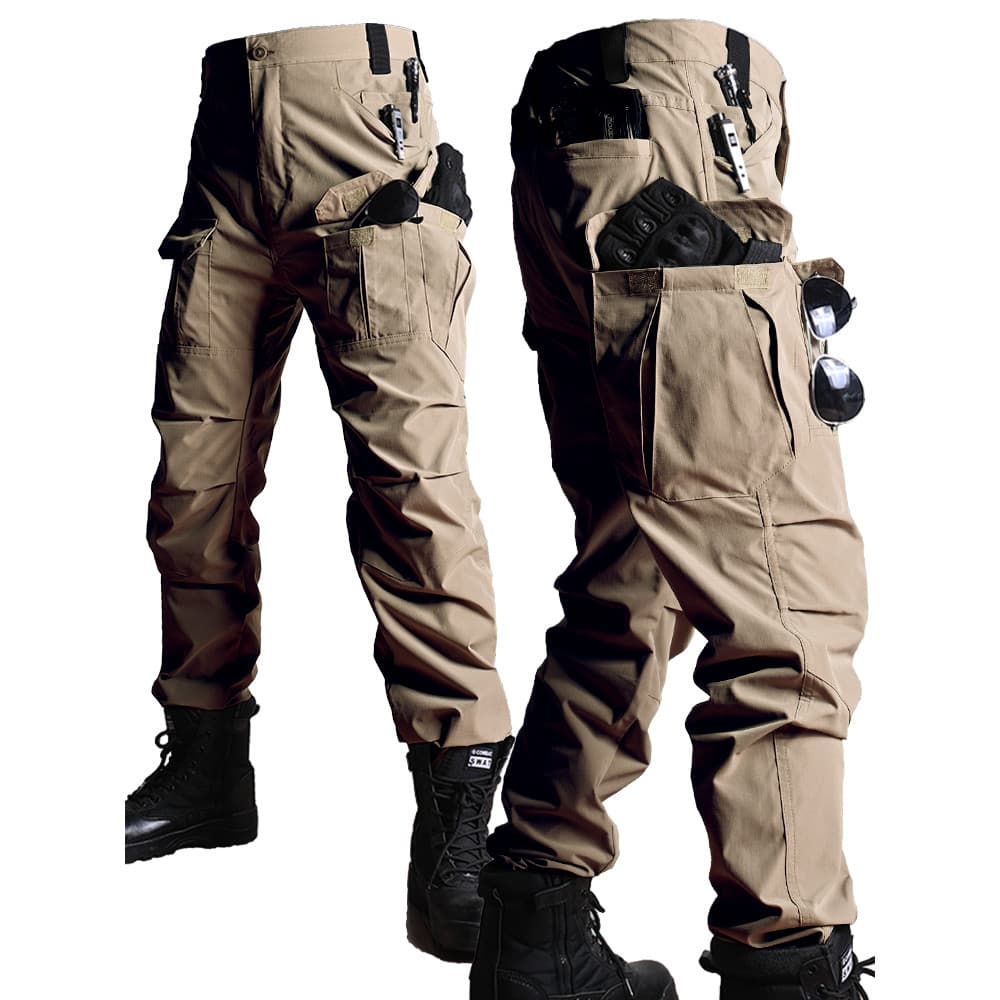 Macacão tático masculino ao ar livre Multi-saco repelente de água resistente ao desgaste Micro-elástico exército verde C