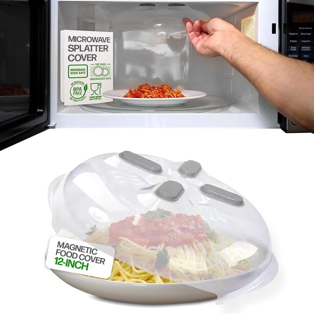 HOVERCOVER Tampa Magnética Anti-Respingos, Tampa Transparente para Alimentos de 12 Polegadas, Livre de BPA, Tampa Ventil