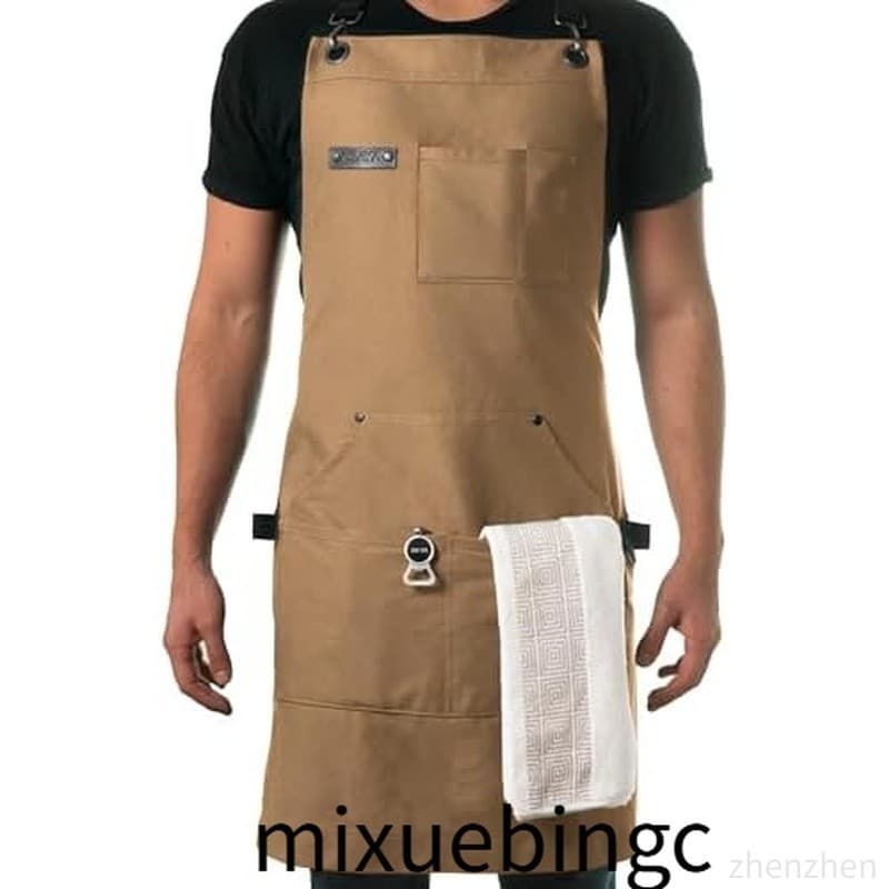 Avental Asaya Chef E BBQ Com Abridor De Garrafas Toalha De Mão-Lona De Algodão De 10 Onças , Hardware De Aço Inoxidável-