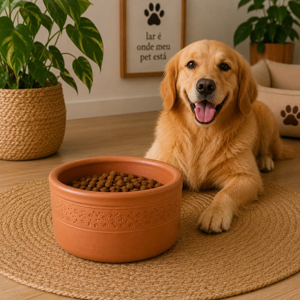 Bebedouro Comedouro Pet Cachorro Gato Dual J Ração Agua Pequeno Cerâmica Tamanho P 1 Litro