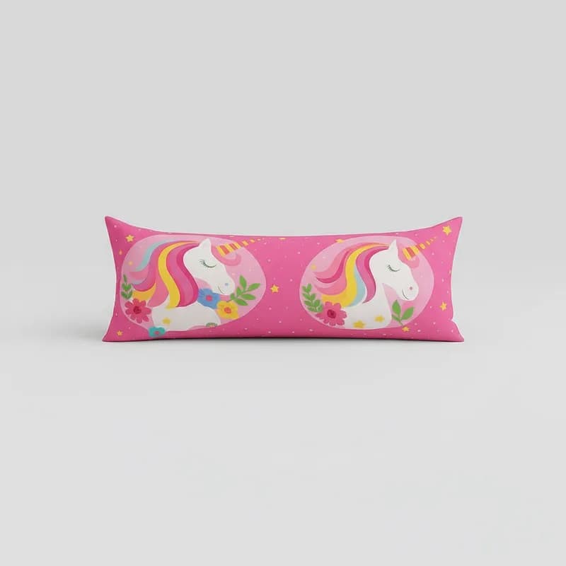 Travesseiro de Corpo INfantil Menina Unicórnio 90 x 30 Quarto