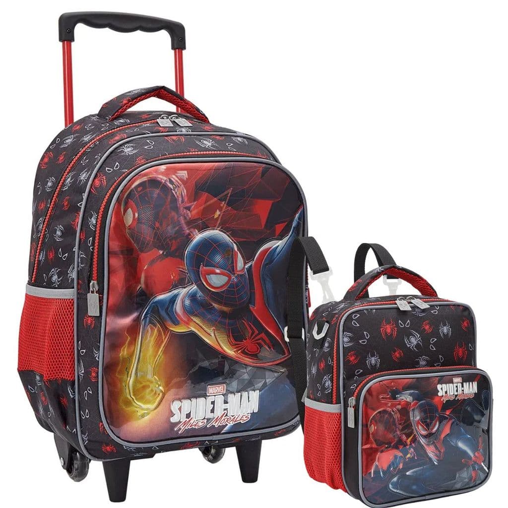 Kit Mochila Rodinhas Pequena Lancheira  Creche Escolar Homem-Aranha Miles Morales Xeryus 13361