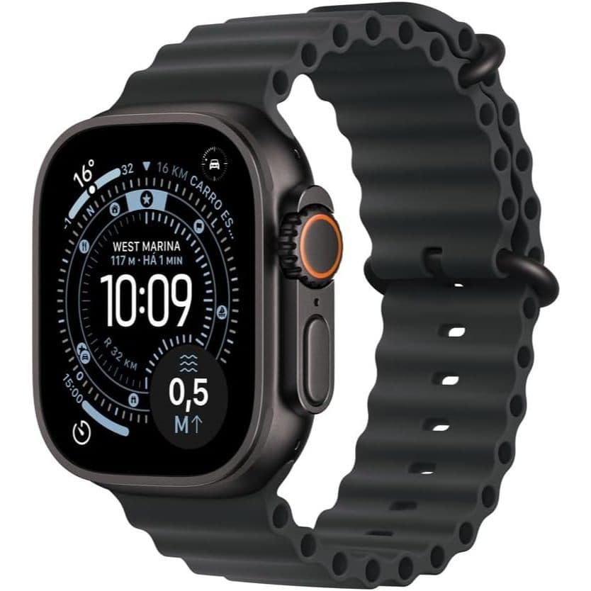 Watch Ultra 3 GPS + Cellular Caixa preta de titânio 49 mm Pulseira Oceano Preta Original