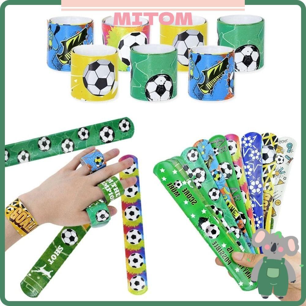 MITOM 12Pcs Pulseiras De Bofetadas , Futebol Com Padrão De Brinquedos Infantis Suprimentos Para Festas