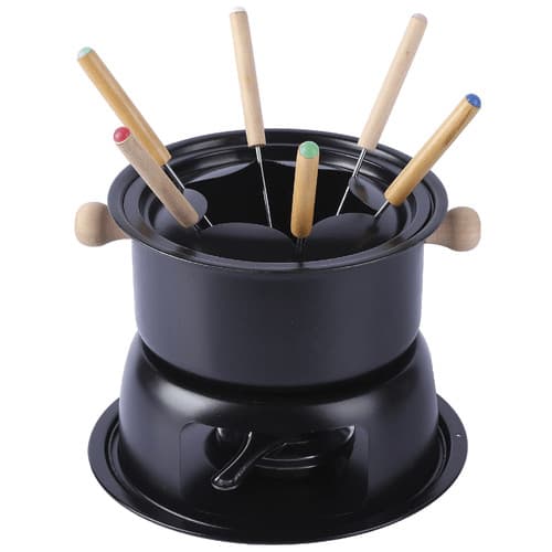 Conjunto Aparelho Fondue Queijo Chocolate 11 PeÇas 16cm Inox Cor Preta Asf22161 - Mimo Style