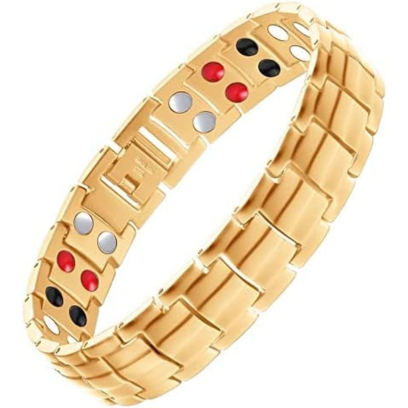 Pulseiras Masculinas De Terapia Magnética Feraco Pulseira De Aço De Titânio Com Ímãs De 4 Elementos De Fileira Dupla