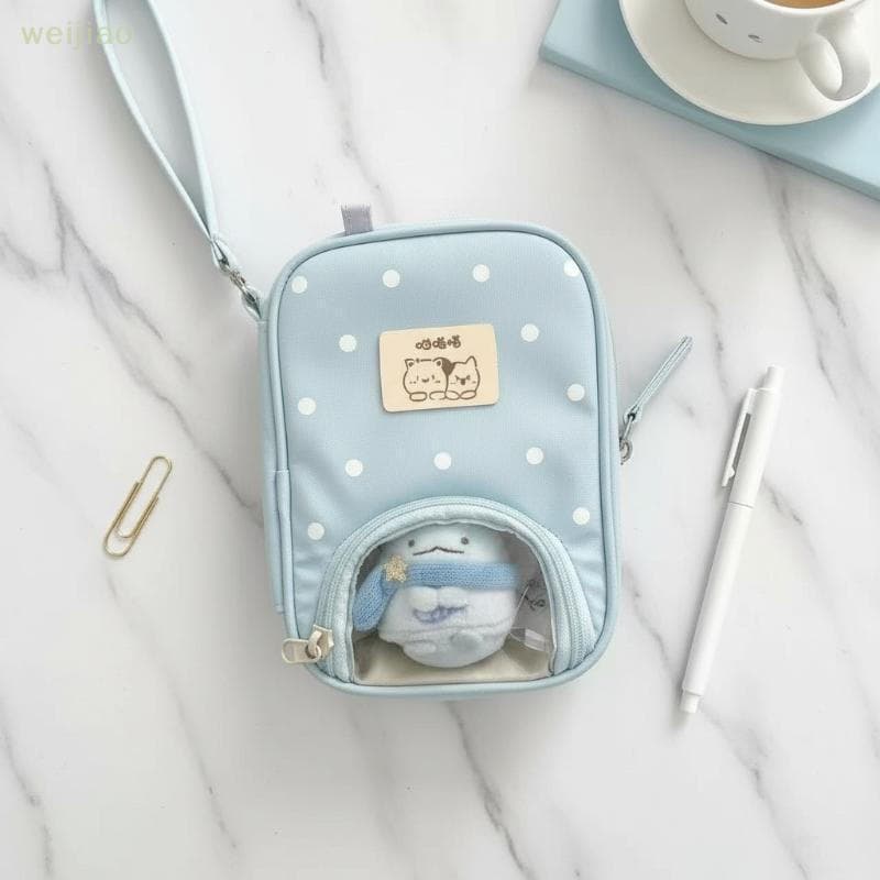 [WEI] Bolsa De Armazenamento Para Porta-Passaporte , 1 Peça , Estilo Japonês , Bolinhas , Transparente , Carteira De Via