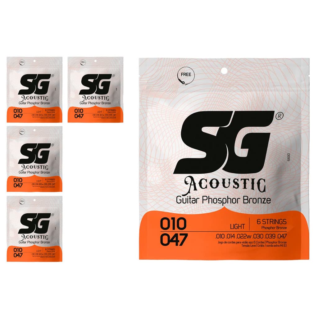 Kit 5 Encordoamento P/Violão Fósforo Bronze  0.010 SG