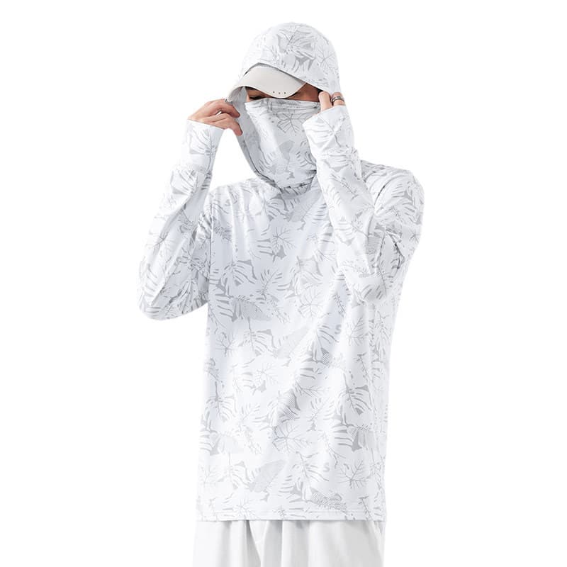Verão masculino protetor solar roupas luz respirável fita de gelo máscara facial pulôver roupas de secagem rápida protet