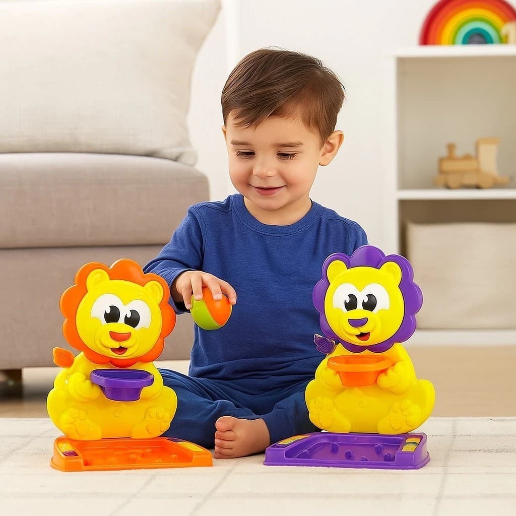 Cesta Basquete Leão Brinquedo Bola Marcador Pontos Esporte Infantil Diversão