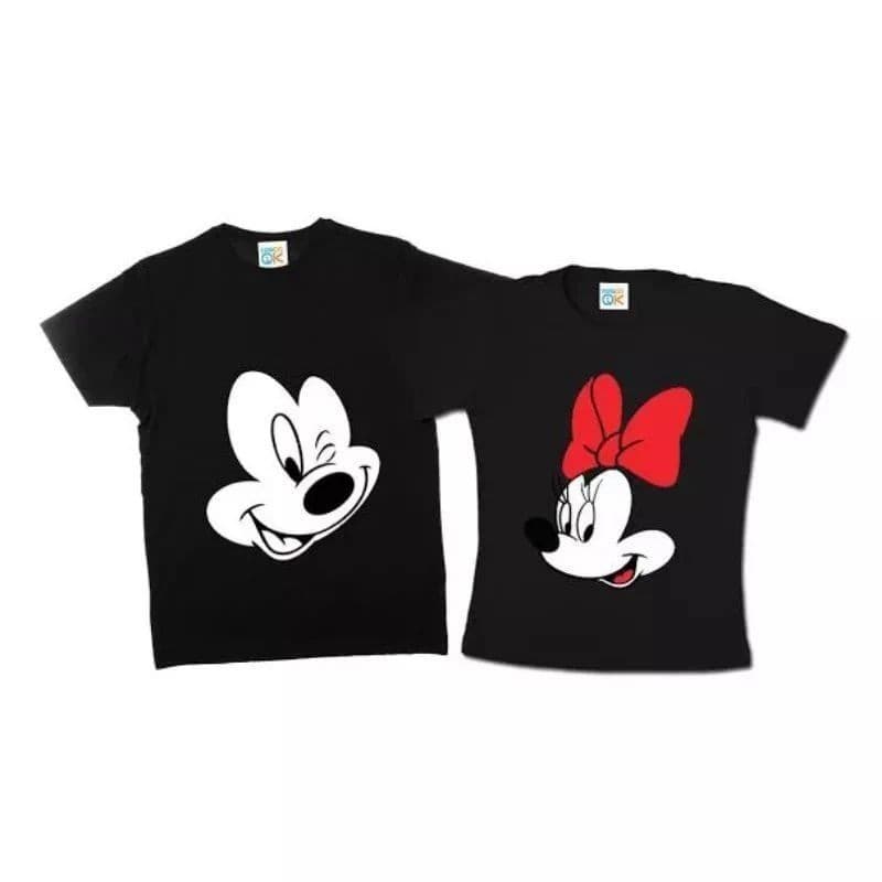 Kit Casal 2 Camisetas Mickey Mouse e Minnie 100% Algodão Premium