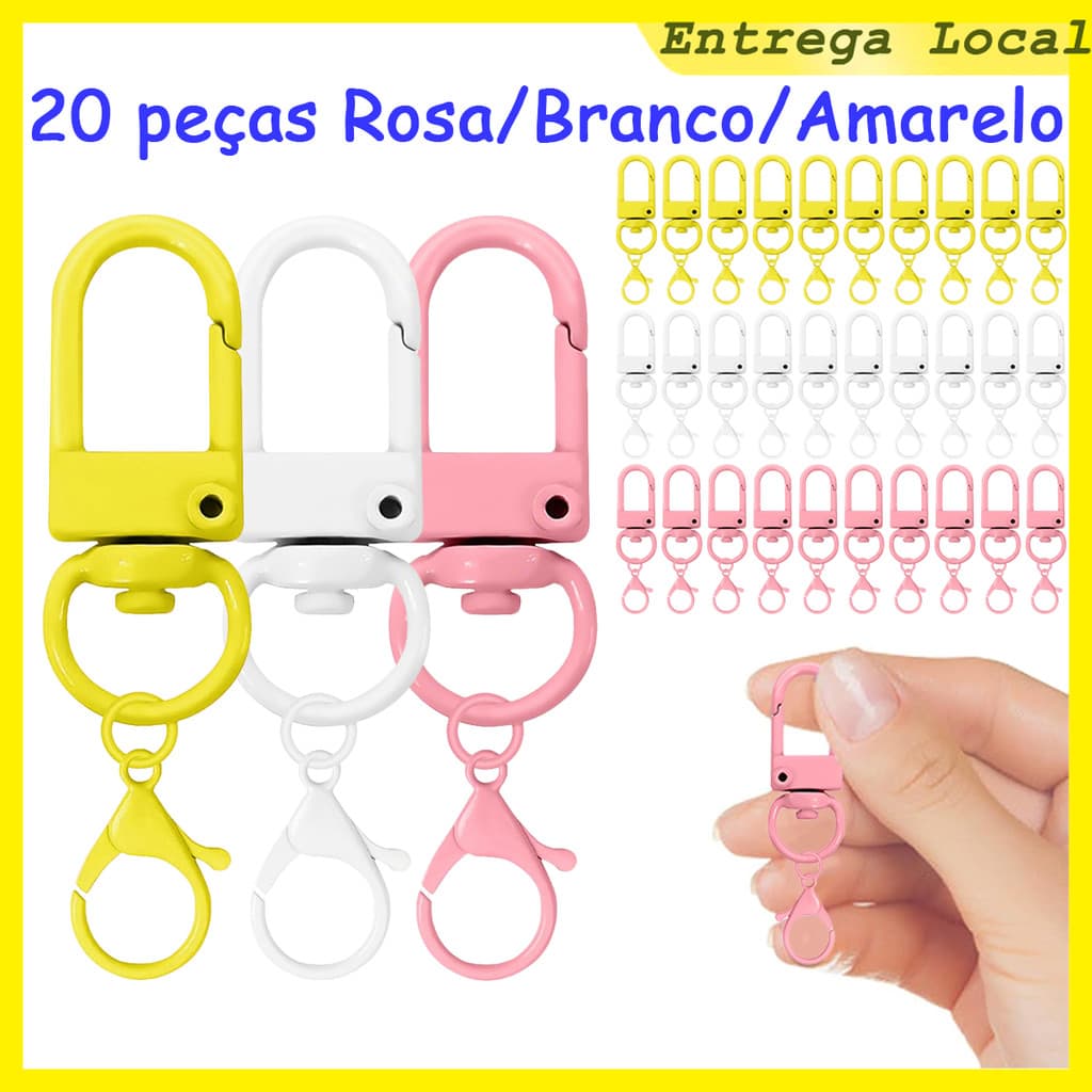 20 Peças Ganchos Giratórios Premium Com Argolas Para Chaveiros, pequeno gancho de clipe para chaveiros, artesanato DIY