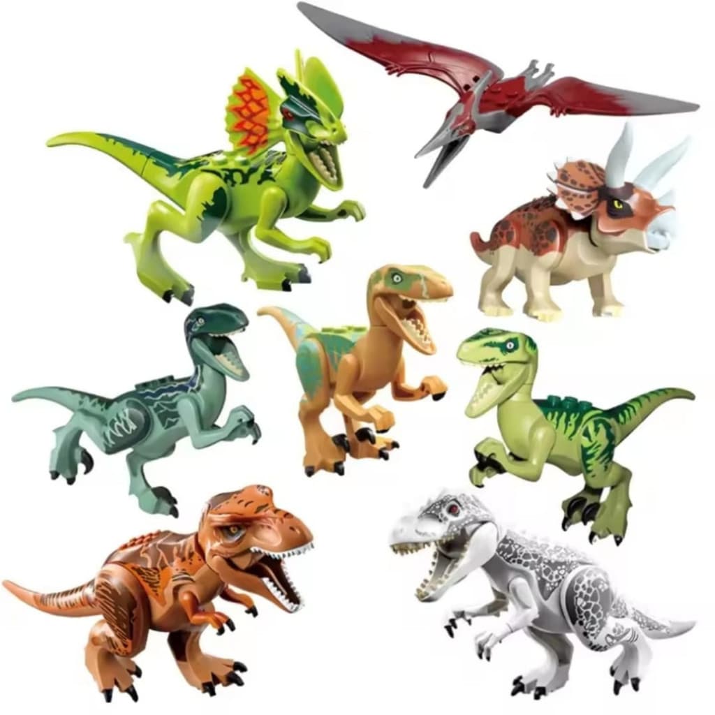 Conjunto de Blocos de Montar Dinossauro com 8 Peças