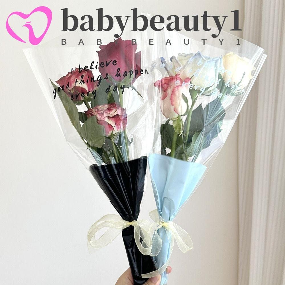 BABYBEAUTY1 50 Pcs Saco De Embalagem De Flores , Papel De Embrulho De Buquê De Material OPP , Transparente