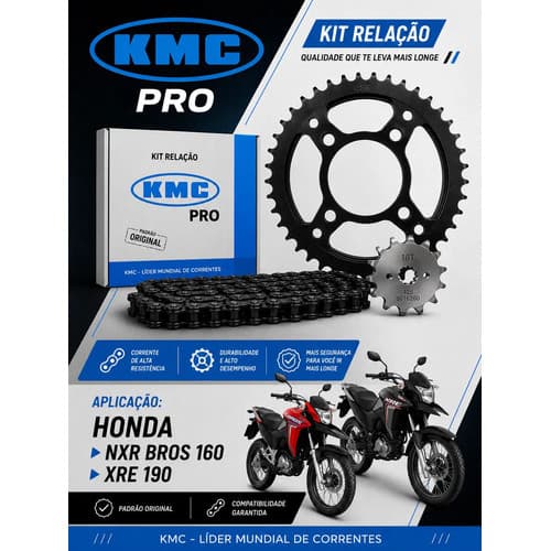 Kit Relação Transmissão Honda Nxr Bros 160 Xre 190 Kmc Pro Cinza-escuro
