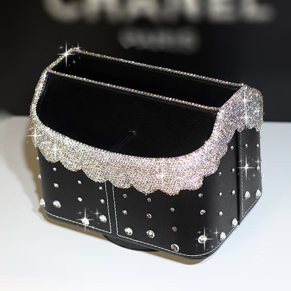 High-End diamante-cravejado strass Desktop caixa de armazenamento criativo estilo europeu rotativo controle remoto/