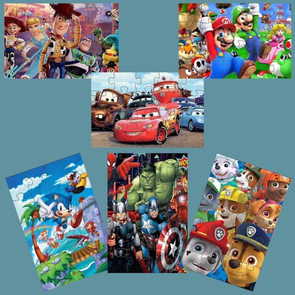 Kit Quebra Cabeça infantil Grande 20 Peças Jogo De Criança Varios Desenhos 20x25cm Brinquedo