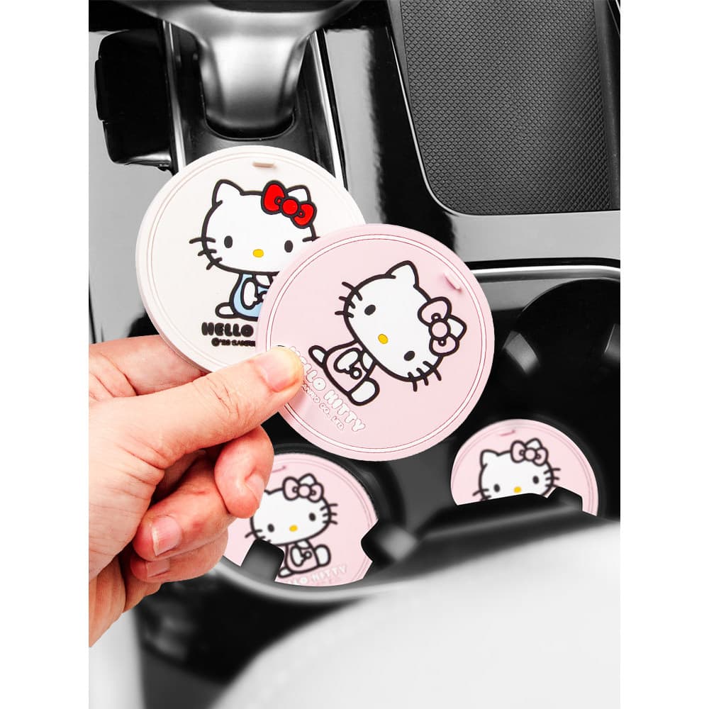 HelloKitty Porta-copos de água para carro, bonito desenho animado, armazenamento, tapete antiderrapante, influenciador,
