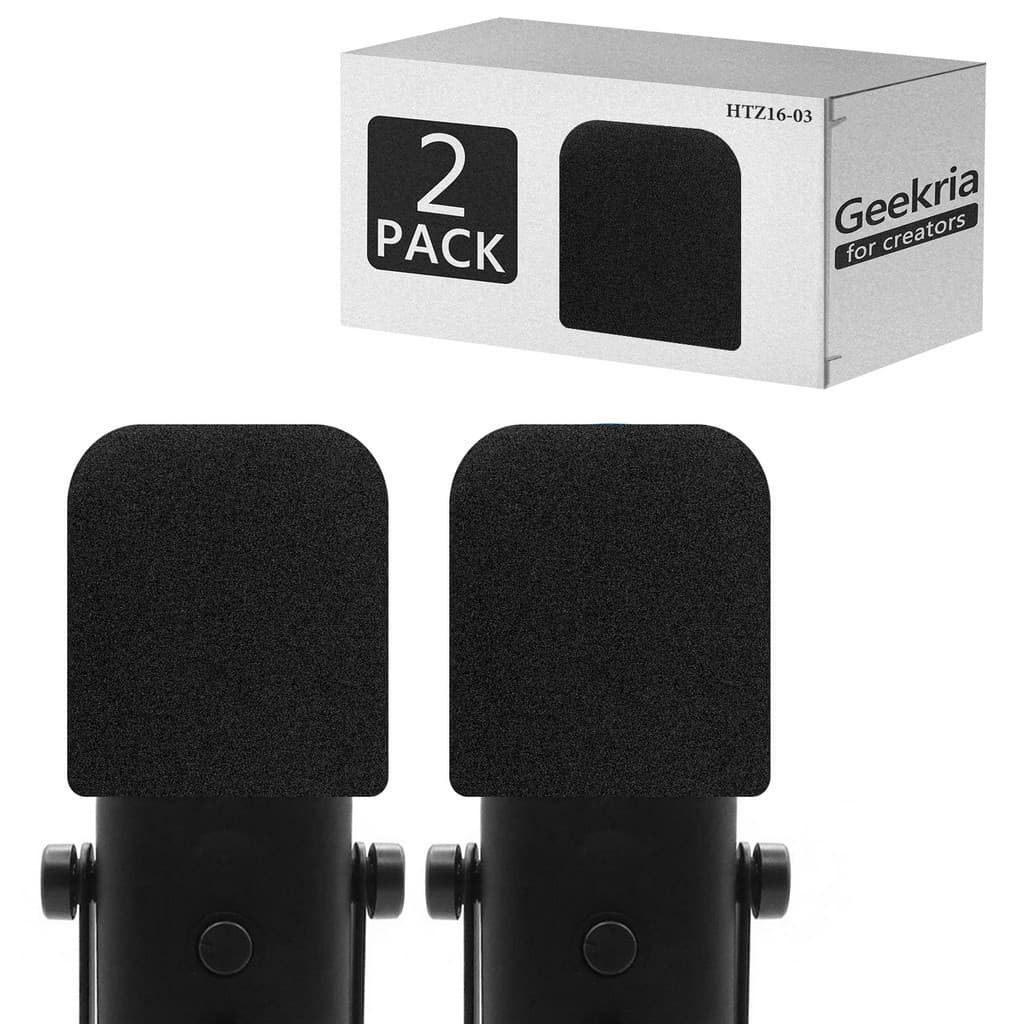 Pára-Brisas De Espuma Geekria Compatível Com Capa Antipop Para Microfone FIFINE AmpliGame AM8 , Vento (Preto/Pacote 2)