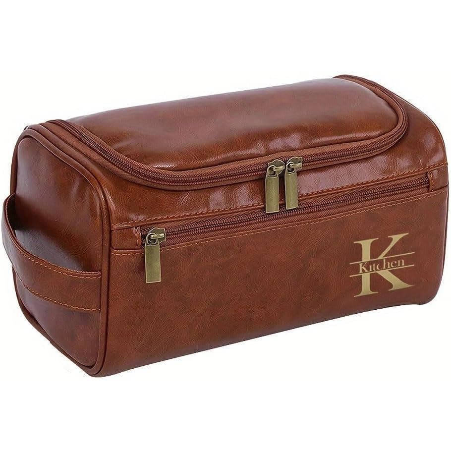 Nécessaire de Couro Personalizada JINMA – Kit de Higiene em PU com Iniciais Personalizadas para Homens e Mulheres, Bolsa