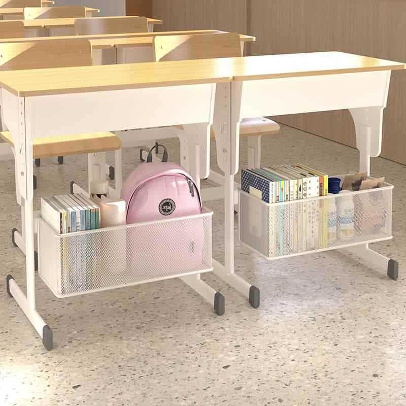 Mesa de estudante sob a mesa, cesta suspensa, Rack de armazenamento, mesa escolar, ferramenta útil, estante de sala de a