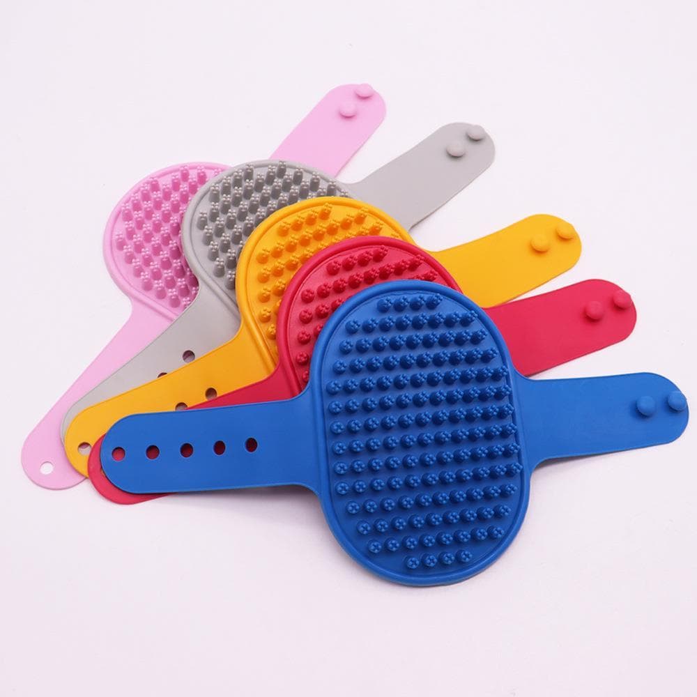 Silicone Pet escova de banho suprimentos de limpeza do cão luvas de banho escova de banho do cão gato banho massagem fer